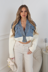 MARNIE CREAM & DENIM DRAWSTRING WAISTBAND JACKET