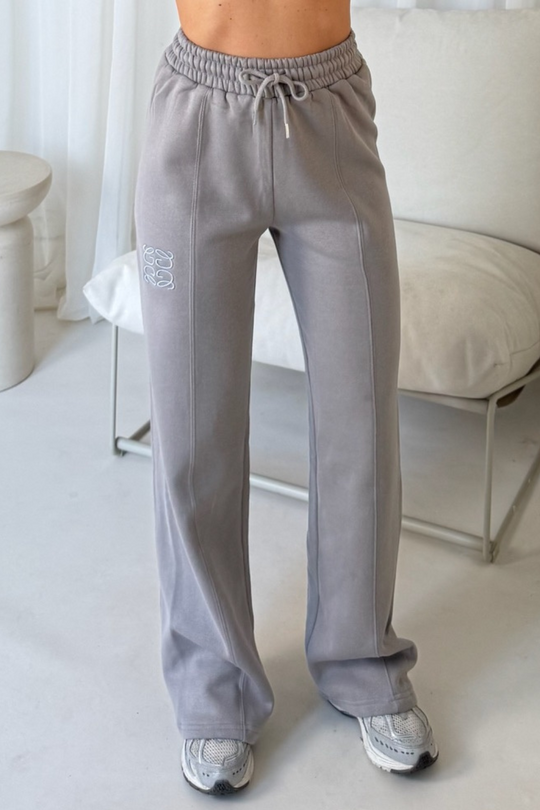 GeGe embroidered slate grey straight leg jogger