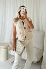 Sally cream sleeveless cardigan