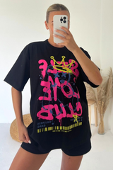 Self Love Club Black T-Shirt And Short Co-Ord
