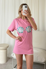 Shell bra pink printed t-shirt