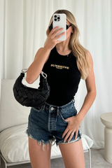 Sunshine valley black Embroidered Ribbed Vest