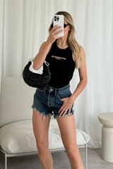 Sunshine valley black Embroidered Ribbed Vest