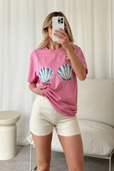 Shell bra pink printed t-shirt