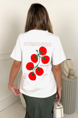 Tomato white front & back printed heavyweight oversized t-shirt