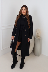 Tara black wool like tailored coat