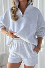 Glamify premium essential light grey marl 3/4 zip