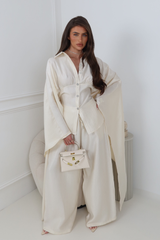 ROSALINA CREAM CAPE TOP & MATCHING DRAWSTRING TROUSERS