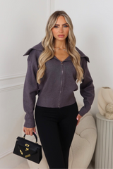 Kendall grey knit zip up cardigan