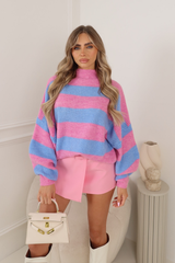 Payton pink & blue stripe knit jumper