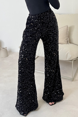 Ellie black sequin trousers