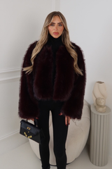 LAUREN DARK CHERRY FAUX FUR JACKET