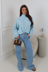 ADELAIDE BABY BLUE OVERSIZED KNIT JUMPER