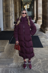 LYDIA BURGUNDY LONG PUFFER JACKET