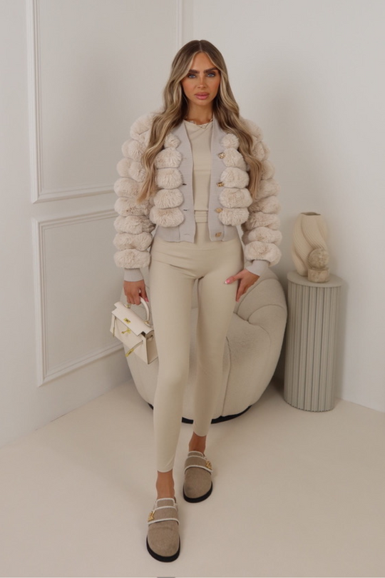 Briana beige faux fur jacket