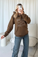 GeGe mocha embroidered oversized hoodie