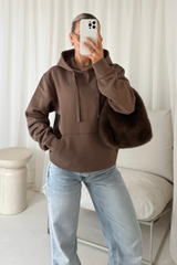 Katie mocha basic drawstring hoodie