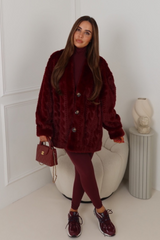 FABIANA BURGUNDY  FAUX FUR PATTERNED JACKET