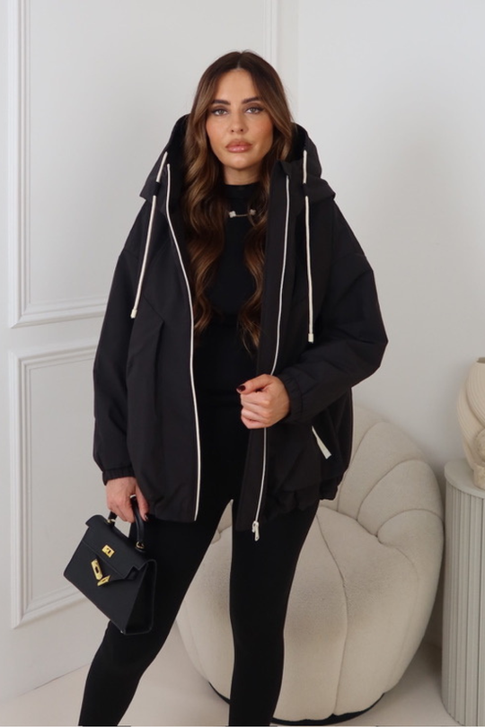 HALLEY BLACK HOODED JACKET