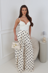 MILLIE IVORY POLKA DOT WIDE LEG TROUSERS