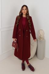 Tara burgundy wool like tailored coat