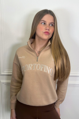 Mini portofino stone embroidered 3/4 zip sweater