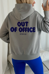 Out of office grey & sapphire premium printed hoodie and legging set