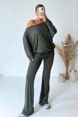 Teagan khaki jersey loungewear set