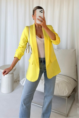 Valencia yellow ruched sleeve blazer