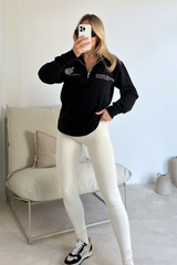 Good health black printed 3/4 sweater and legging set