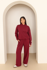Burgundy embroidered logo straight leg jogger