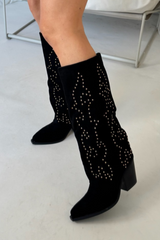 Heidi black studded cowboy boots
