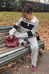 Teagan grey half zip stripe co-ord