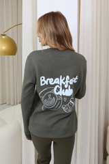 Breakfast club khaki printed sweater