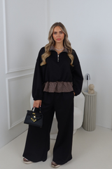 FRANKIE BLACK CHECK 3/4 ZIP & WIDE LEG JOGGER CO ORD