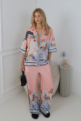 TYRA PINK SHORT SLEEVE SHIRT & DRAWSTRING PANTS