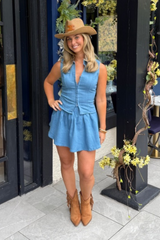 Lydia blue denim vest waistcoat