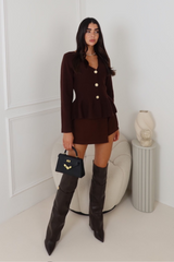 ALIA CHOCOLATE KNIT CARDIGAN