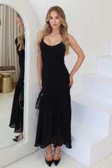 Sophia black knit strappy maxi dress