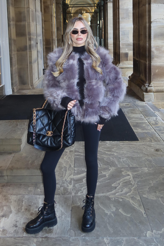 Vanessa Grey Cropped Faux Fur Jacket