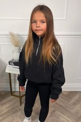 Mini black premium essential 3/4 zip sweater