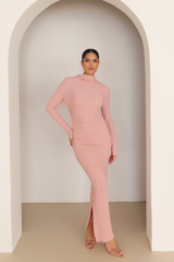 Nola pink crinkle jersey midi dress