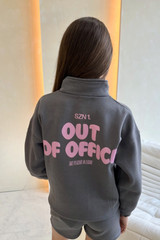 Mini out of office steel grey printed 3/4 zip sweater shorts loungewear