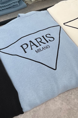 Paris triangle blue embroidered hoodie joggers loungewear