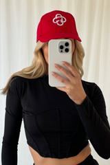 G monogram red embroidered baseball cap