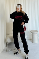 Soho black embroidered sweater joggers loungewear