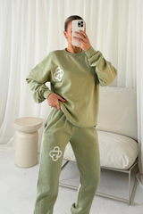 G monogram sage embroidered sweater joggers loungewear