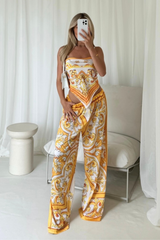 Olivia yellow floral pattern bandana trouser co-ord One size (6-12) Co Ord