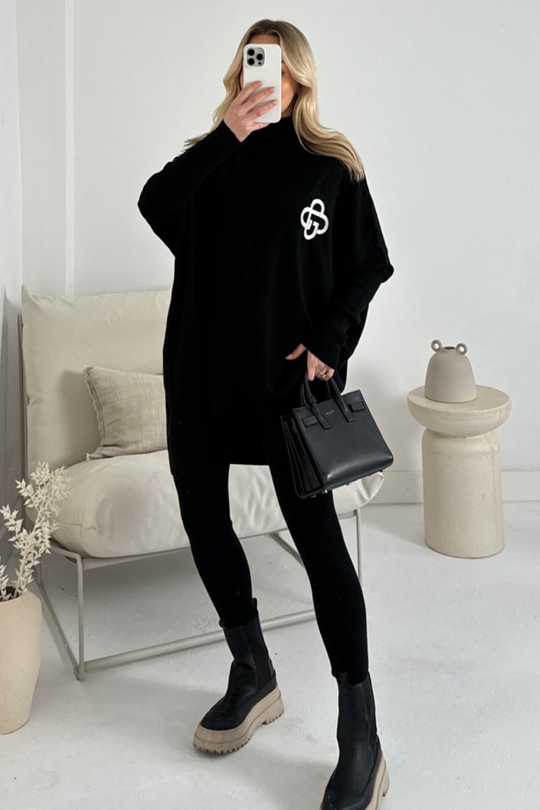 G monogram black knitted polo neck loungewear set