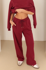 Burgundy embroidered logo straight leg jogger